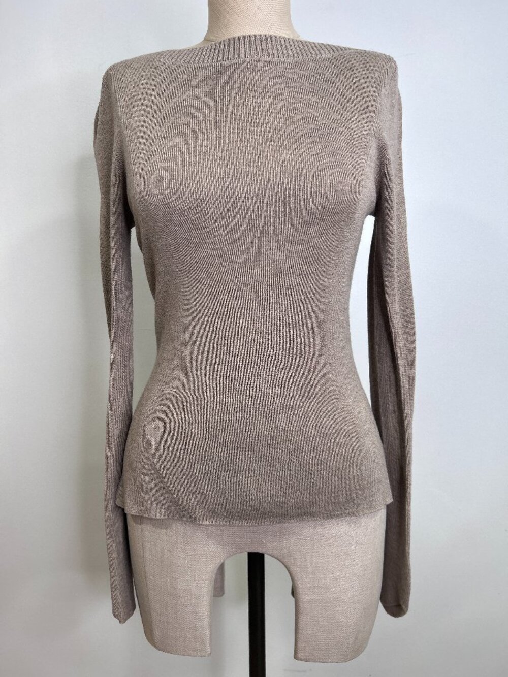 ADAY Branch Out Sweater Taupe Beige Merino Wool Lyocell Boat Neck
